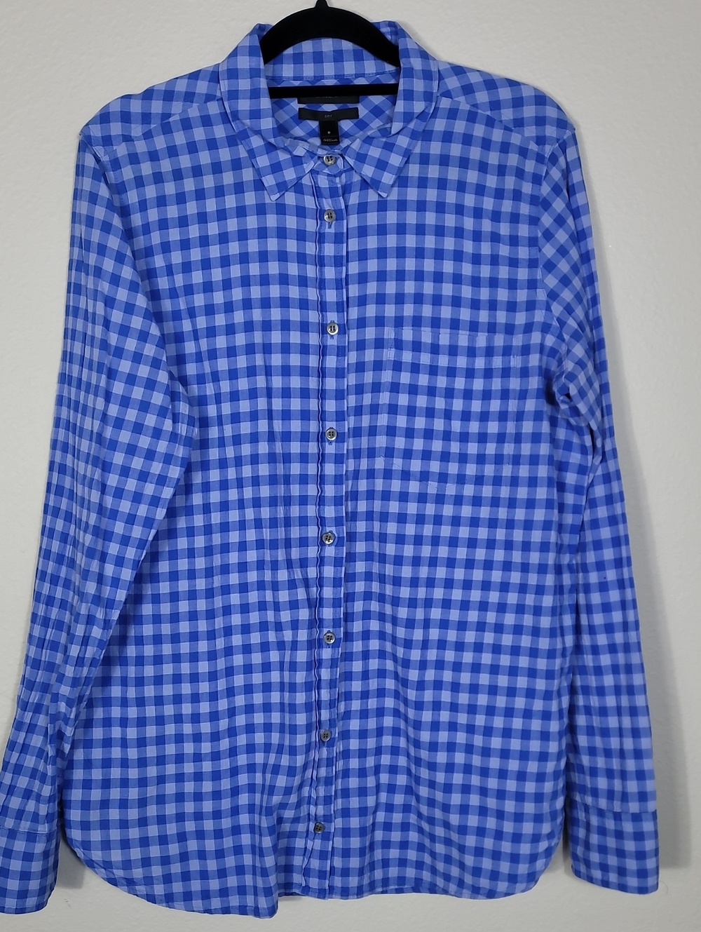 J Crew Boy Shirt Womens Size 6 Blue Plaid Button Up Long Sleeve Preppy Capsule